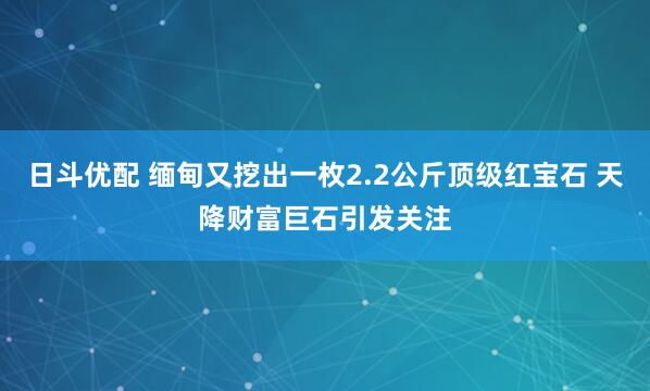 日斗优配 缅甸又挖出一枚2.2公斤顶级红宝石 天降财富巨石引发关注